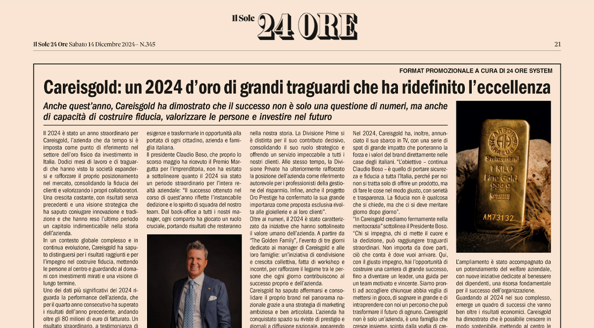 Careisgold: un 2024 d’oro di grandi traguardi che ha ridefinito l’eccellenza