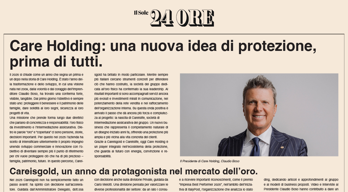 Care Holding: una nuova idea di protezione, prima di tutti.