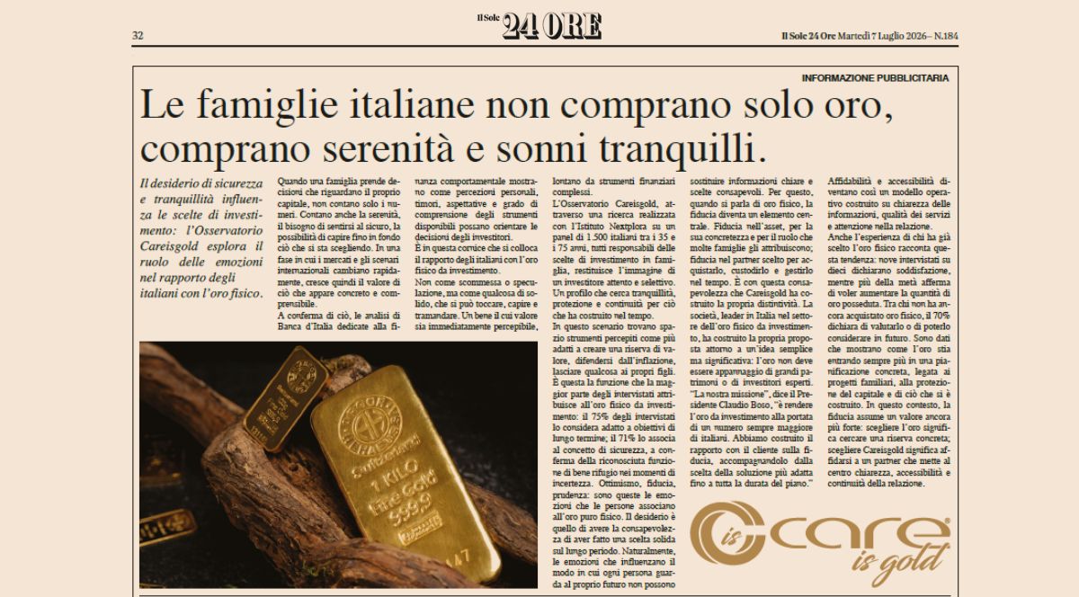 Le famiglie italiane non comprano solo oro, comprano serenità e sonni tranquilli